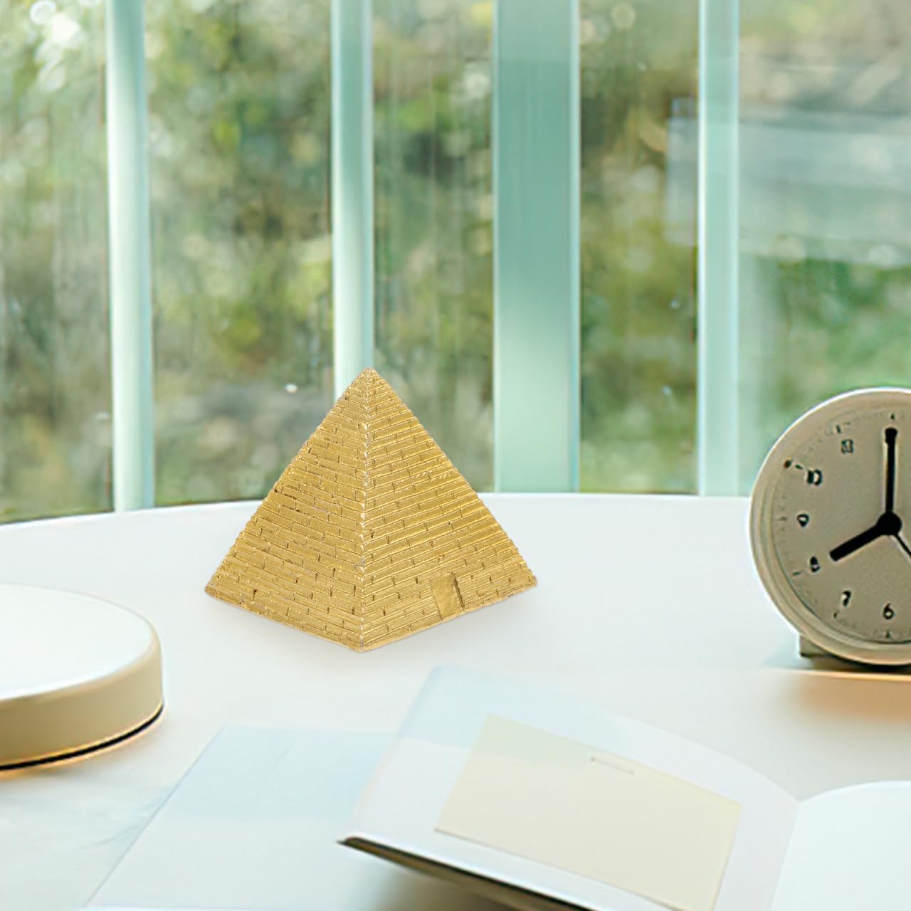 VICASKY Pyramid Egyptian Decor Pyramids Statue Head Figure Copper Mini Resin Figurine Sculpture Ancient Building Model Egypt Souvenirs Giza and The Meditation Decorations Statues Table