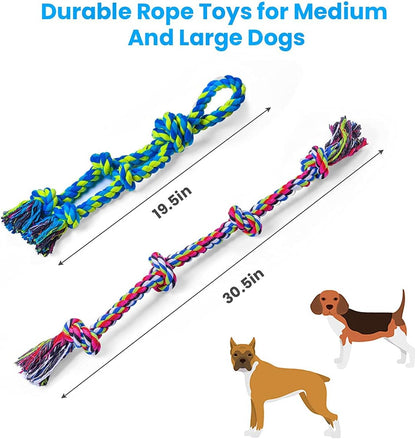 Feeko Heavy Duty Dog Rope Toys for Large Breed Aggressive Chewers, 2 Pack Indestructible Teeth Cleaning Tug of War Toy