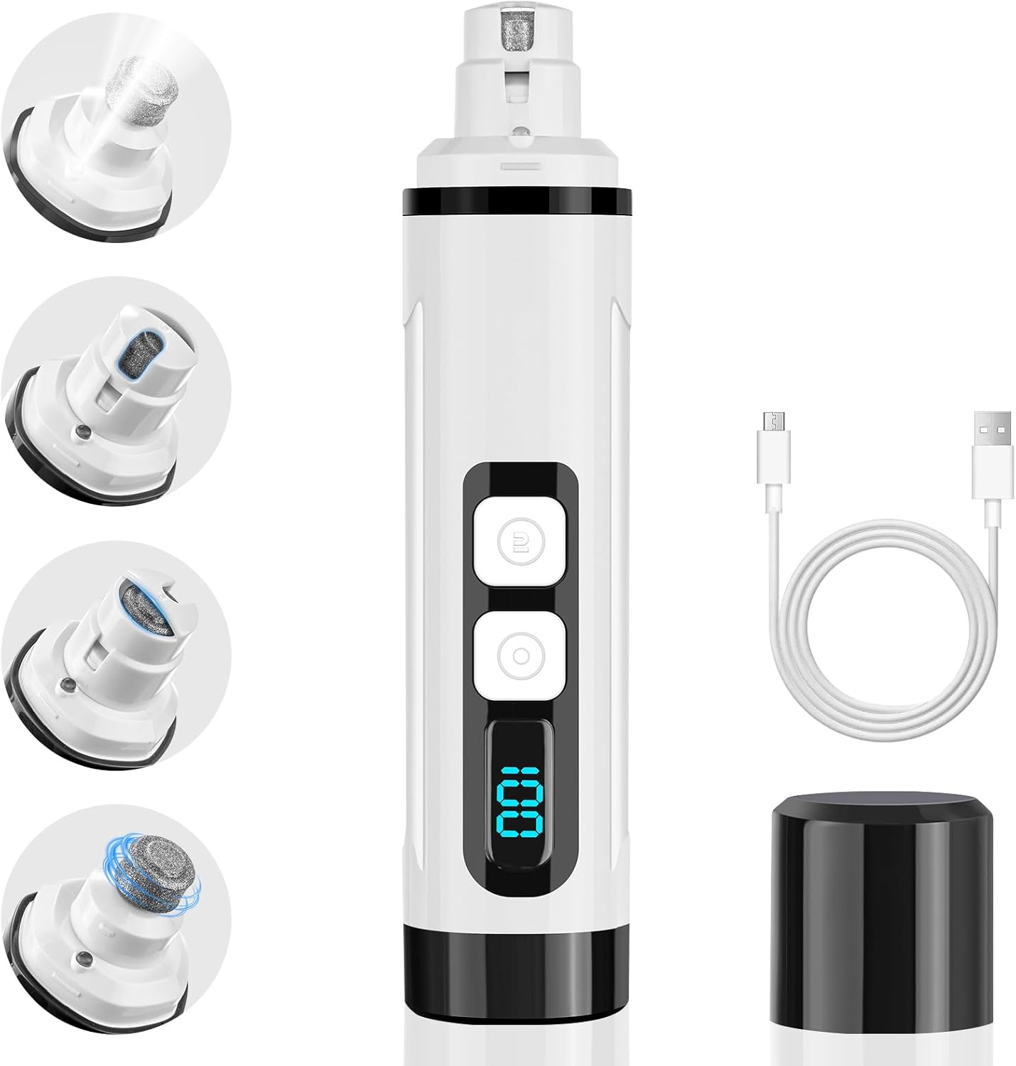 Dog Nail Grinder Quiet Electric with LED Light 2 Speed Professional Pet Nail Grinder for Dogs and Cats Safe Paw Grooming Tool for Small Medium Large Dogs