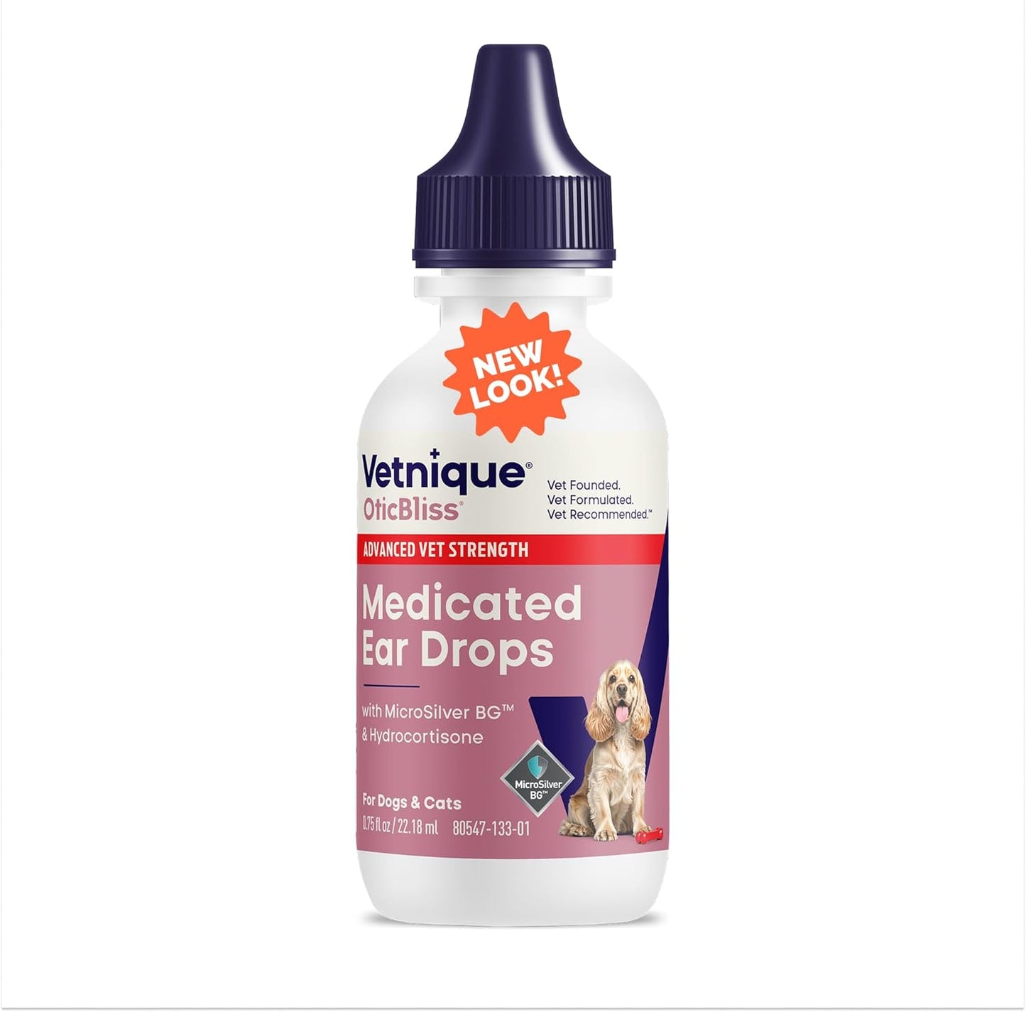 Vetnique Oticbliss Cat & Dog Ear Infection Treatment/Dog Ear Allergy Relief Drops, MicroSilver Yeast Infection Treatment for Dogs, Hydrocortisone for Itching, Redness Swelling (Ear Infection)