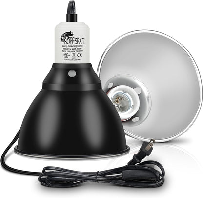 Reptile Lamp Bulb Fixture 5.5 Inch Deep Dome with Switch - Ideal for 60W/75W/100W/150W Heat Lamp Bulbs, Compatible with All E26 UVA/UVB/Basking Heat Bulbs, Supports Up to 150 Watts