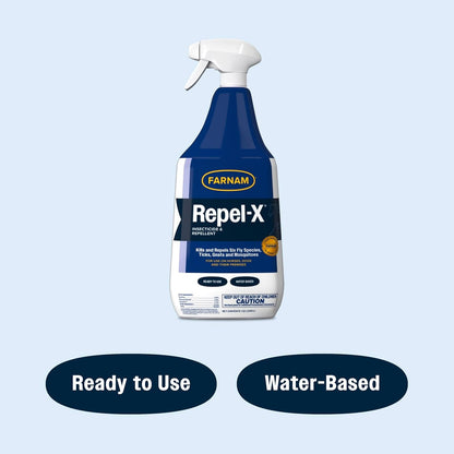 Farnam Repel-X Insecticide & Repellent Water-based Fly Spray for Horses, Dogs and Premises, 32 Ounces