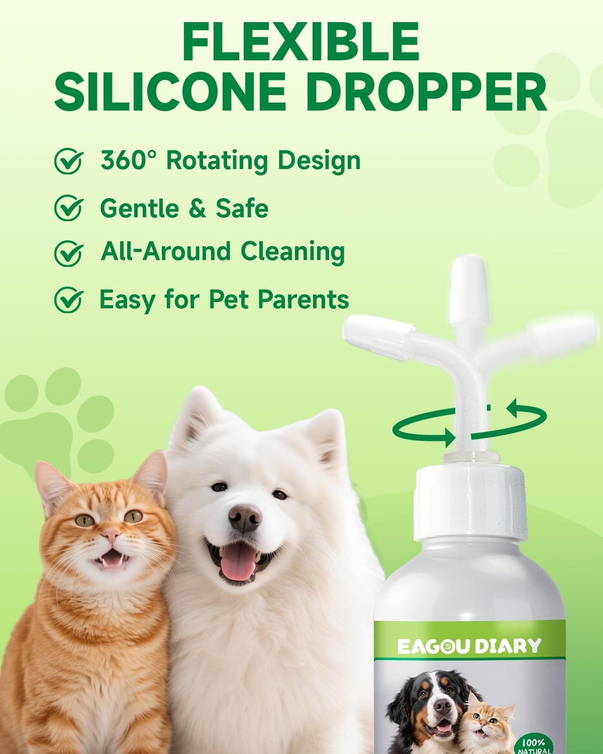 Cat & Dog Ear Cleaner - Gentle Cat & Dog Ear Cleaning Solution, Removes Debris, Wax Buildup, Odor, Itch Relief, 120ml Pet Ears Wash and Care with Aloe Barbadensis, Lavender, Chamomile, Non-Irritating