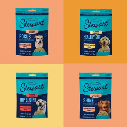 Stewart Freeze Dried Dog Food Topper, Shine, Salmon and Sweet Potato Recipe, 8 Ounce Pouch, Omega-3 for a Healthy Coat