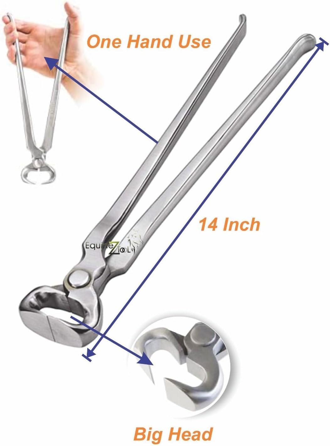 14-Inch Hoof Nipper - Premium Vanadium Steel Farrier Tool with Dull Finish for Precision Horse Hoof Trimming, Rust-Resistant, Ergonomic Grip, and Long-Lasting Durability