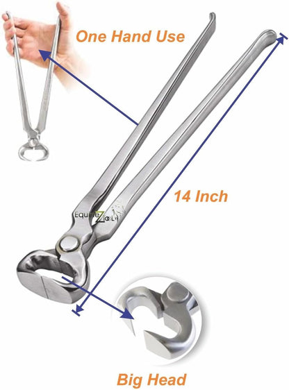 14-Inch Hoof Nipper - Premium Vanadium Steel Farrier Tool with Dull Finish for Precision Horse Hoof Trimming, Rust-Resistant, Ergonomic Grip, and Long-Lasting Durability