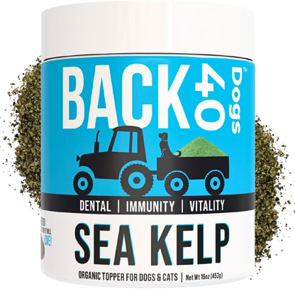 BACK 40 Dogs Kelp Powder Multifunctional Supplement (453g) and Wild Alaskan Fish Oil (473 ml) - Supplements for Optimal Pet Health