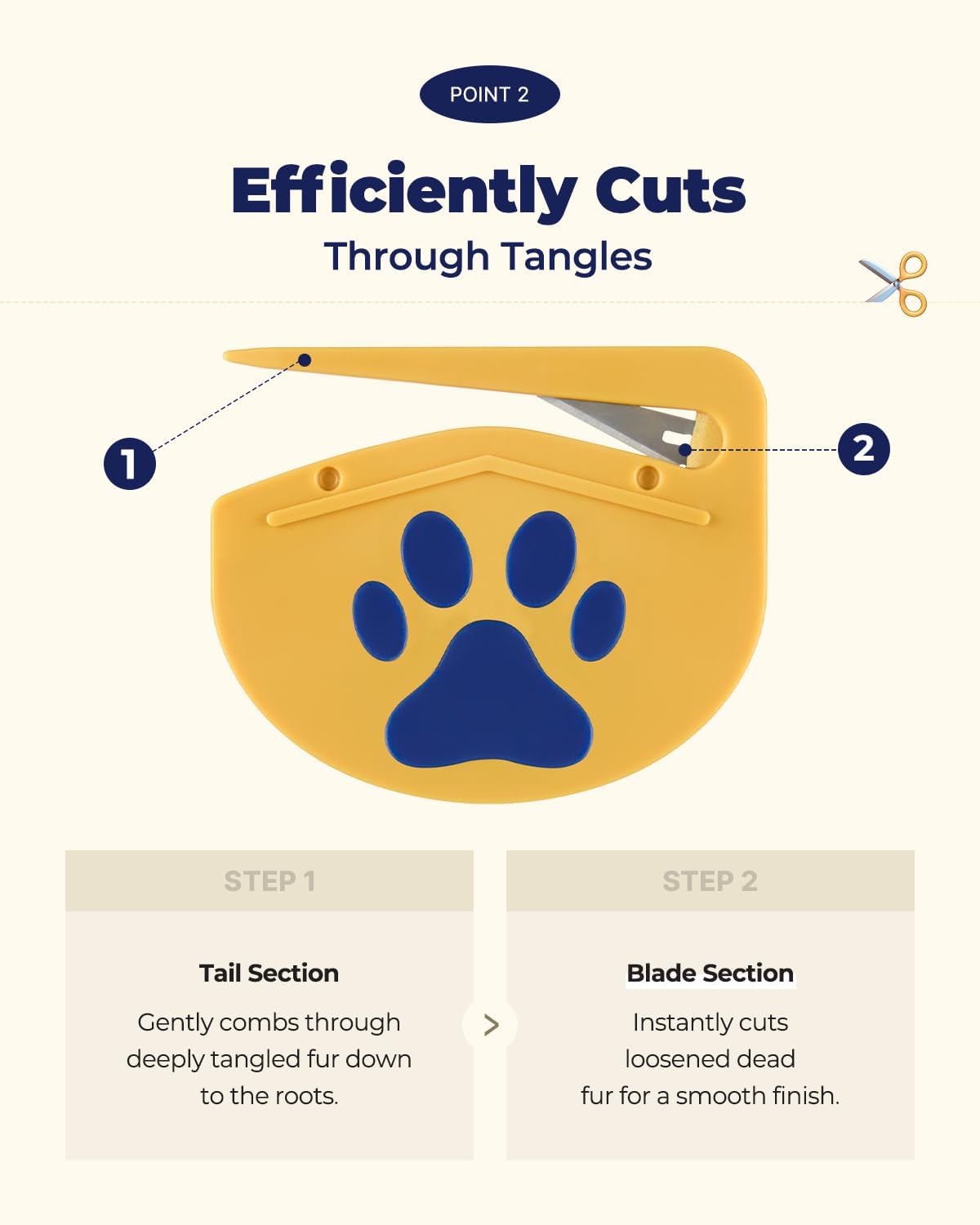 PETHROOM Easy Tangle Cutter for Dogs & Cats | Professional Dematting Tool with Steel Blade | Cat Matted Fur Remover | Safe & Gentle Pet Grooming Comb for Long & Medium Coats