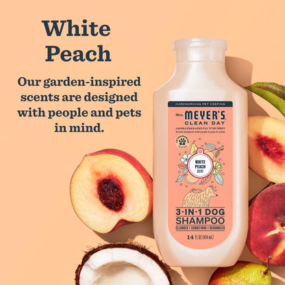 MRS. MEYER'S Clean Day 3 in 1 Dog Shampoo, White Peach Scent, 14oz