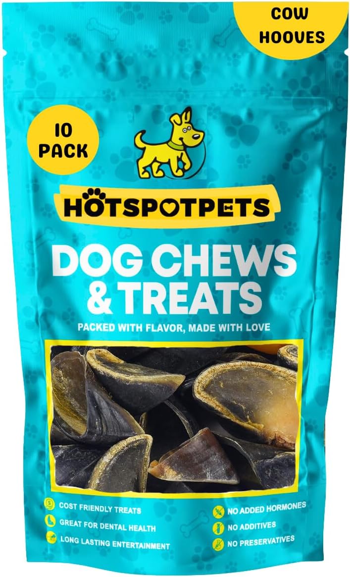 Full-Size Cow Hooves for Dogs | (10 Pack) All-Natural Long Lasting Dog Chews | Made from Grass Fed Cattle | Tasty Treat for Oral Hygiene | Fantastic Alternative for Rawhide and Bully Sticks