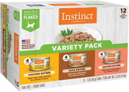 Instinct Flaked Entrée Wet Canned Cat Food - Variety Pack, 3 Ounce (Pack of 12)