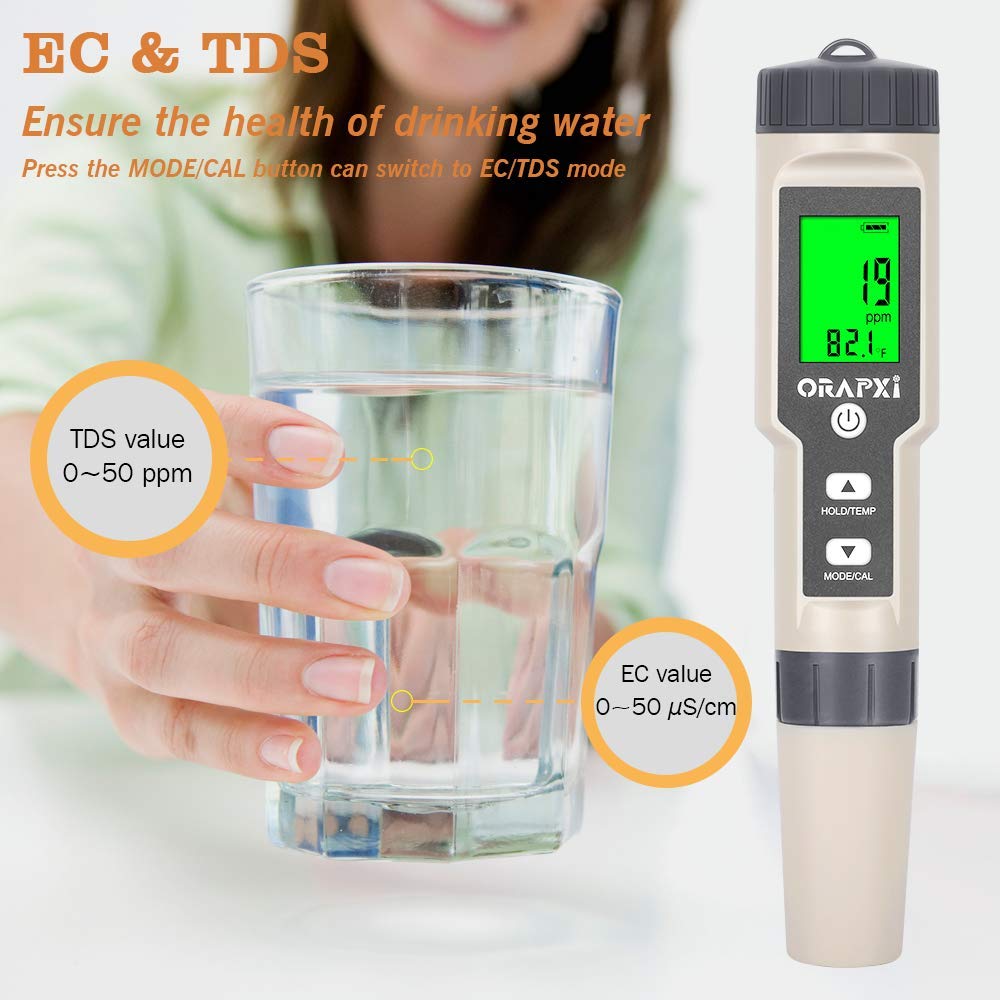 Digital Salinity Tester for Salt Water for Seawater, Aquariums, Marine Monitoring and Hydrogen Water Tester pH Meter for Drinking Water Multi-Functional pH H2 ORP TDS EC Temp Tester