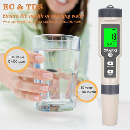 Digital Salinity Tester for Salt Water for Seawater, Aquariums, Marine Monitoring and Hydrogen Water Tester pH Meter for Drinking Water Multi-Functional pH H2 ORP TDS EC Temp Tester