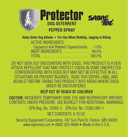 SABRE Protector Dog Spray with Key Ring, 14 Bursts, 12-Foot (4-Meter) Range, Humane Dog Attack Deterrent, Maximum Strength Allowed By EPA