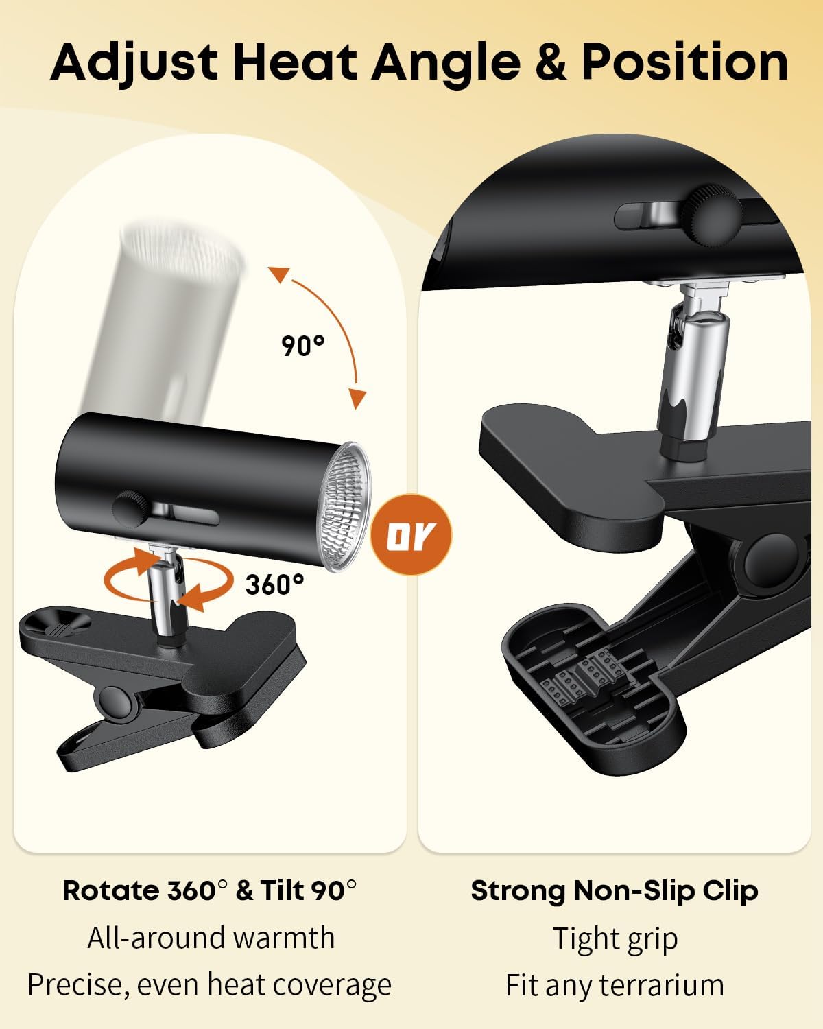 Pawfly Reptile Heat Lamp, Terrarium Basking Spot Lamp with 50 W UVA UVB Bulb, Timer & Dimmer, Adjustable Heating Light for Amphibian, Bearded Dragon, Tortoise, Lizard & Chameleon