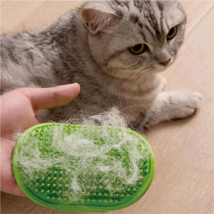 Silicone Pet Grooming Brush, Yellow and Green, Self Grooming Massager with Textured Pad, Cat Hair Care Tool,2pack