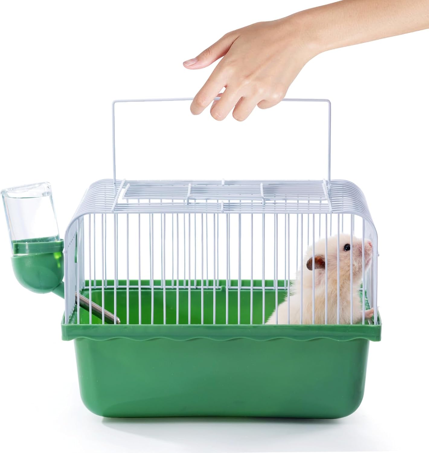 Small Hamster Cage, Hamster Travel Carrier, Travel Cage, Portable, Hand-held, Breathable, Easy to Clean Carry, for Short Trip, Visit to The Pet Clinic, for Small Size Hamsters, Green