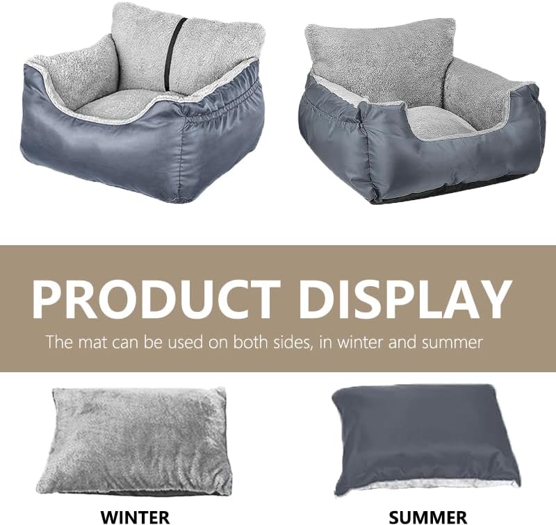 Dog Car Seat for Small Dogs, Fully Detachable and Washable Cat Carseats Under 25 lbs, Soft Pet Booster Seats with Storage Pockets and Clip-On Leash Portable Car Travel Carrier Bed (Grey, Large)