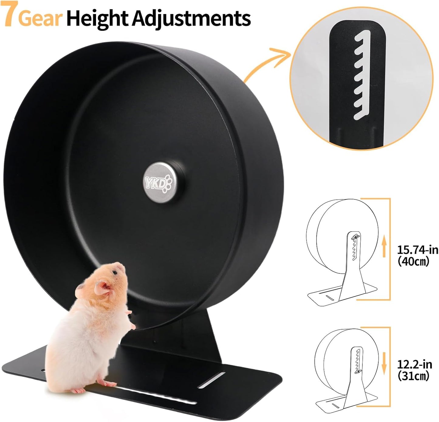 11.8" Silent Hamster Exercise Wheel, Aluminum Alloy Noiseless Running Wheel for Syrian Hamsters, Fancy Rat, Hedgehogs and Small Pets (Base-Black)