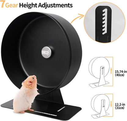 11.8" Silent Hamster Exercise Wheel, Aluminum Alloy Noiseless Running Wheel for Syrian Hamsters, Fancy Rat, Hedgehogs and Small Pets (Base-Black)