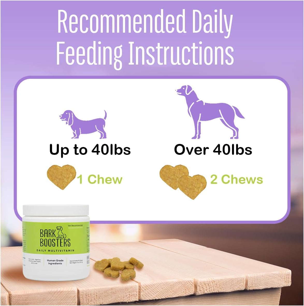 Dog Multi Vitamins, Made in USA with Human Grade Ingredients, Probiotic Supplement, All-in-One to Support Joints, Digestion, Immunity, Heart Health, Skin & Coat, 60 Chews (1 Pack)