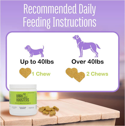 Dog Multi Vitamins, Made in USA with Human Grade Ingredients, Probiotic Supplement, All-in-One to Support Joints, Digestion, Immunity, Heart Health, Skin & Coat, 60 Chews (1 Pack)