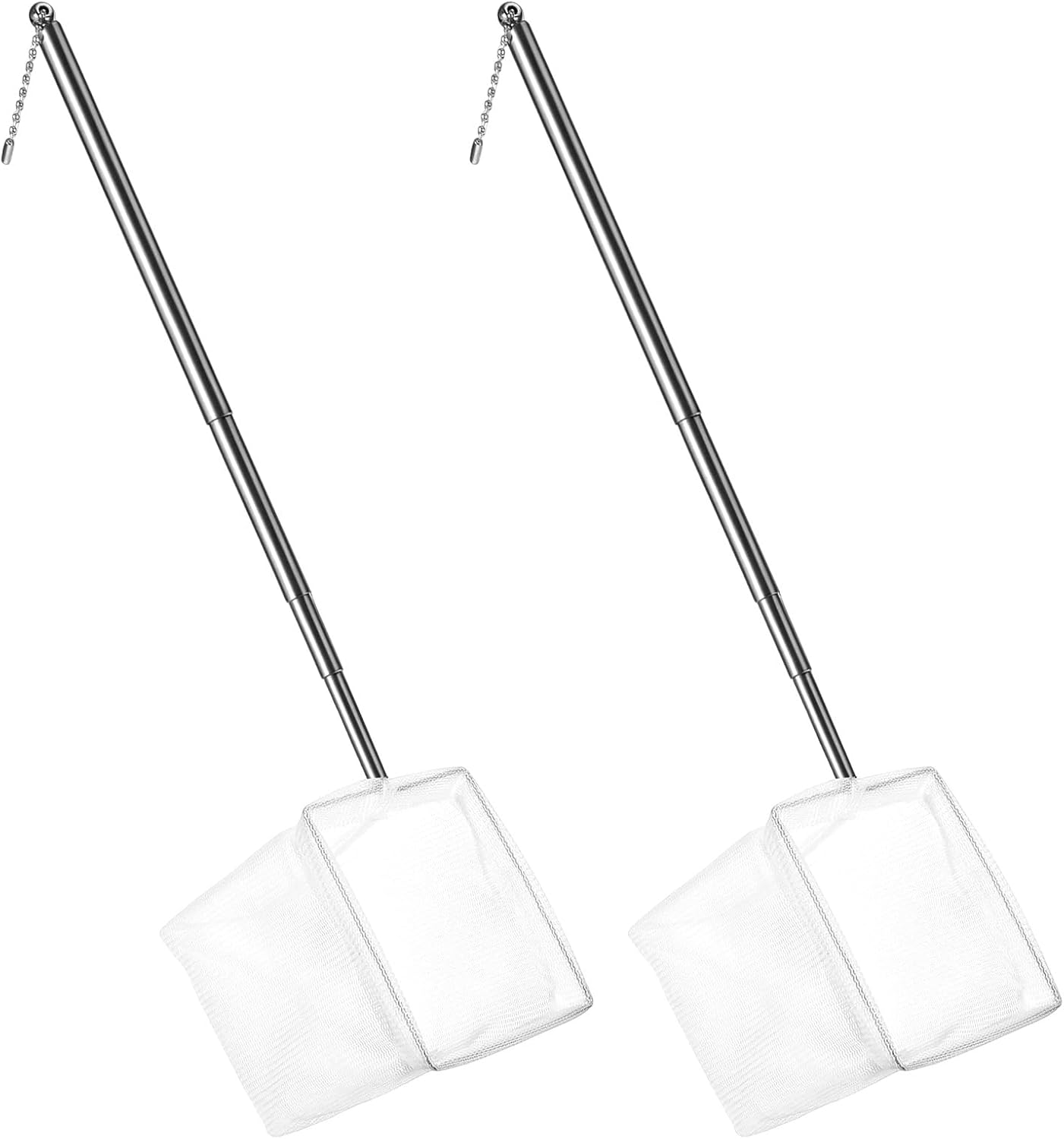 2 Pcs Fish Net for Fish Tank, 3 Inch Aquarium Netwith Extendable Long Handle, Fine Mesh Small Fish Net for Shrimp & Bettas Aquarium Accessories