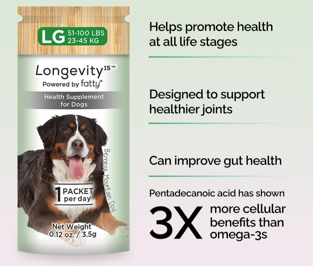 Yummy Combs Longevity15 – C15:0 – Fatty Acid Health Supplement for Dogs – Healthy Pet Supplies – for Extra Small Dogs, 1 Pack
