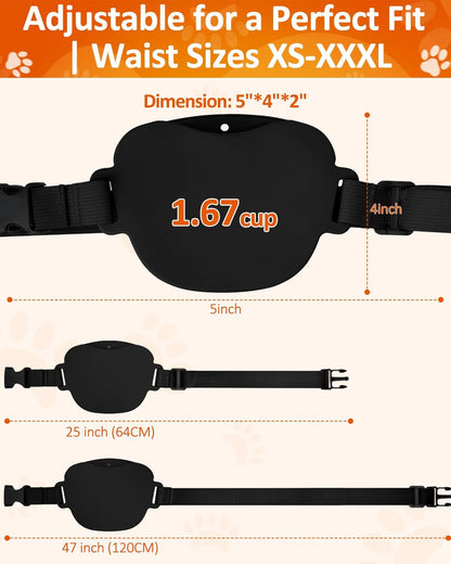 Dog Treat Pouch with Training Clicker, No-Spill Magnetic Closure, Hands-Free Waist Belt for Pet Training, Dog Walking & Obedience, 1.67-Cup