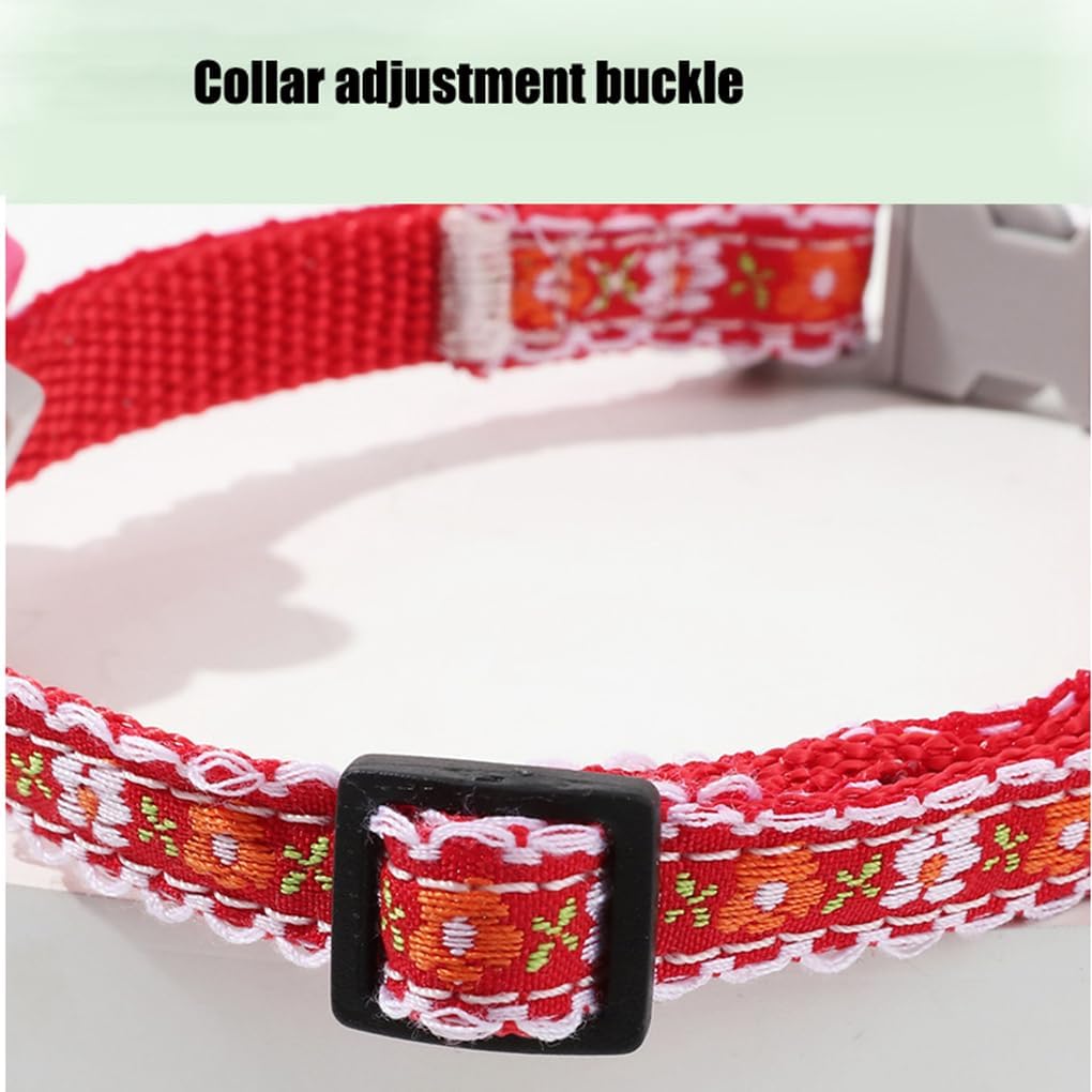 XXS Dog Collar with Bell Leash Set, Basic Floral Puppy Collars for Girls Xs Small Cat Pet Animal Litter Tiny Kitten, Orange White