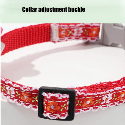 XXS Dog Collar with Bell Leash Set, Basic Floral Puppy Collars for Girls Xs Small Cat Pet Animal Litter Tiny Kitten, Orange White