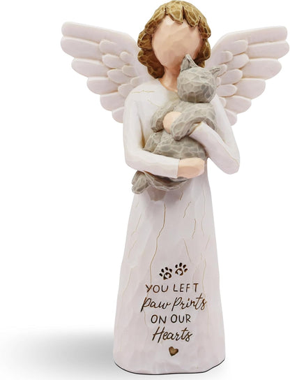 Cat Memorial Gifts for Loss of Cat, Pet Loss Sympathy Gift, Pet Cat Remembrance Gifts, Cat Loss Sympathy Gift, Cat Mom Gifts for Cat Lovers, Cat Statue Hand-Painted Figurines Angel Cat (Gray)