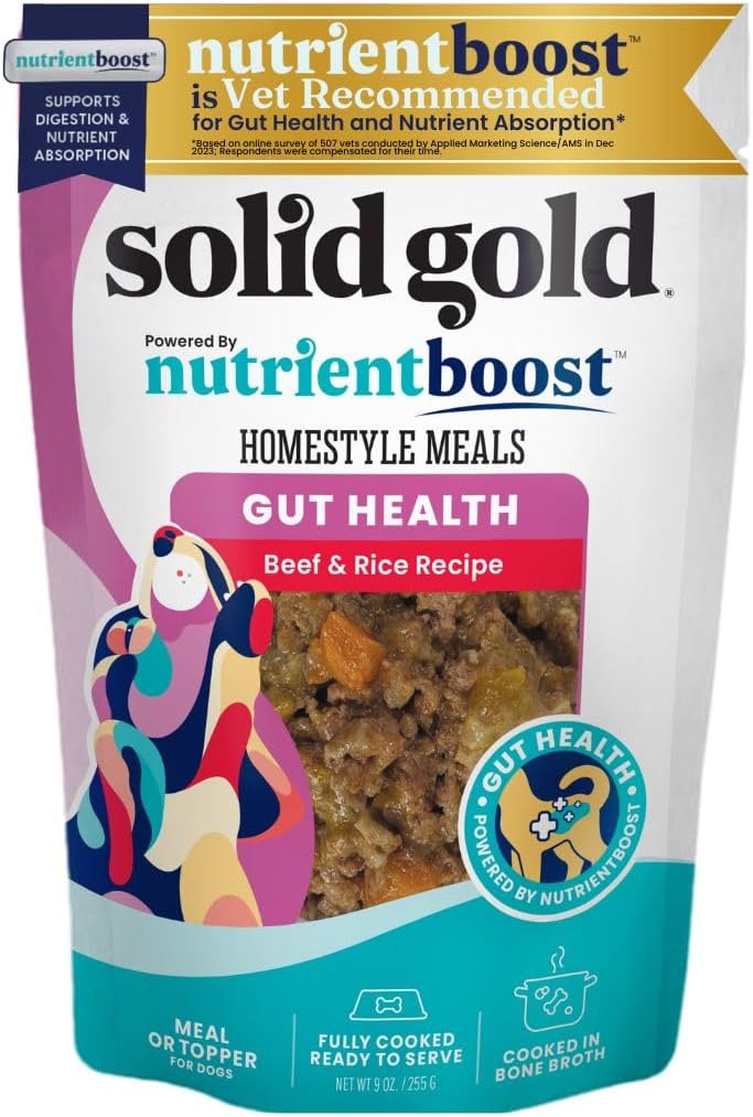 Solid Gold Homestyle Meals Wet Dog Food - Soft Food for Dogs w/Beef, Bone Broth & Superfoods for Gut Health Support - Dog Toppers for Dry Kibble - Fresh Refrigerated Full Meal Replacement - 9oz/6ct