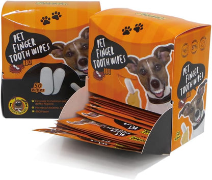 Pet Finger Tooth Paste BBQ (50 Wipes) Easy-to-use Disposable pet Finger Tooth Wipes