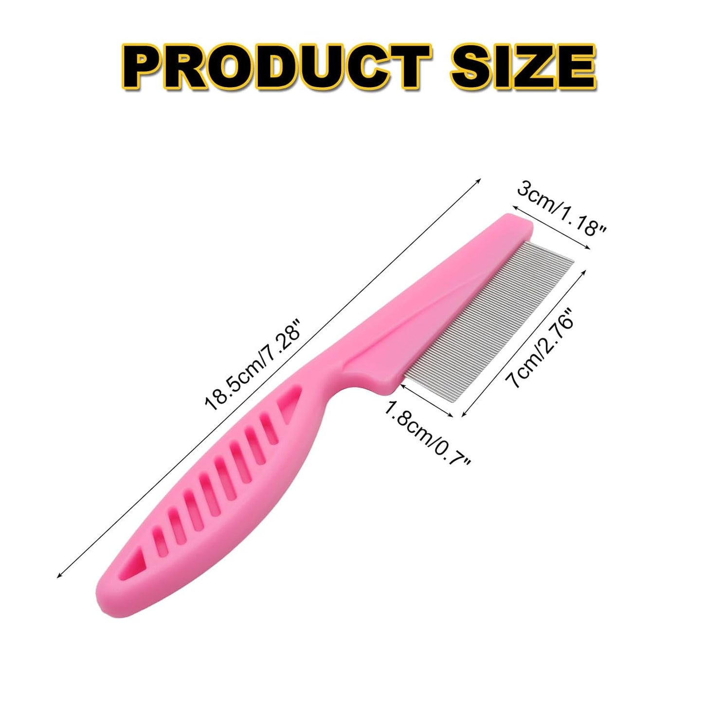 Murtenze 3 Pack Flea Comb, Lice Brushers Fine Tooth Grooming Tool for Dogs and Cats Removing Tear Stains, Fleas (Pink)