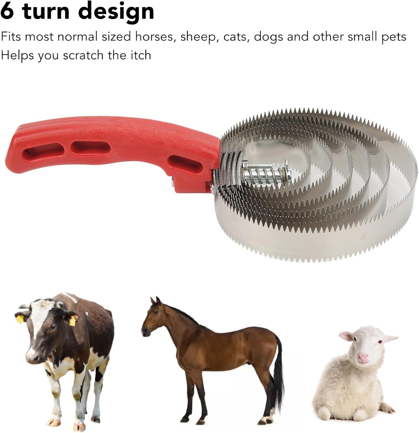 Curry Comb, Reversible Stainless Steel Curry Comb with Soft Touch Grip Curry Brush for Cow Sheep Dog Goat Horse Brush Supplies