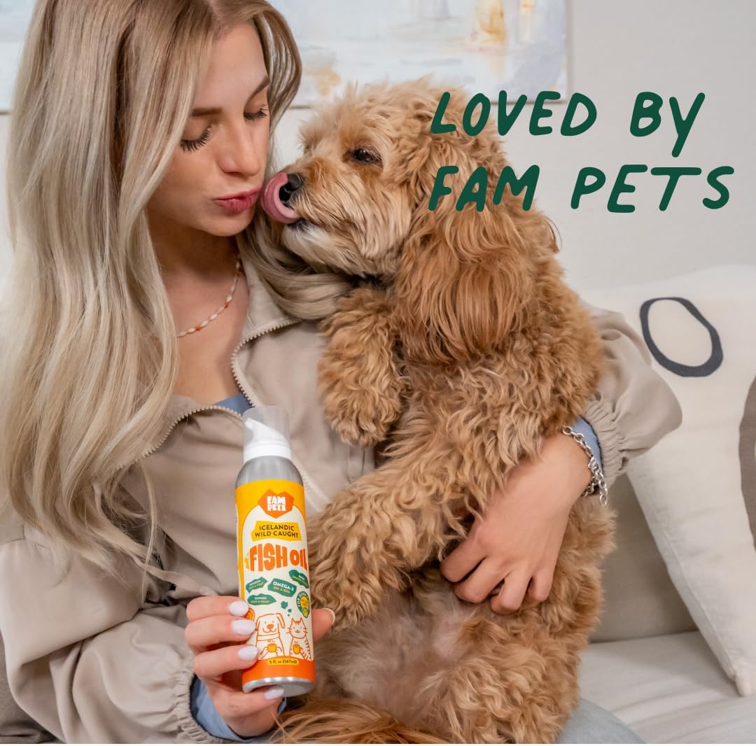 Omega 3 Fish Oil for Dogs and Cats (5 oz) - Icelandic Fish Oil Liquid Dog and Cat Supplement with EPA DHA for Skin, Coat, Joint & Health - Natural Pet Supplement - Aluminum Spray Bottle