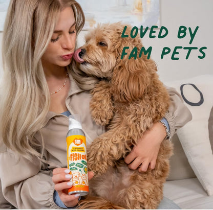 Omega 3 Fish Oil for Dogs and Cats (5 oz) - Icelandic Fish Oil Liquid Dog and Cat Supplement with EPA DHA for Skin, Coat, Joint & Health - Natural Pet Supplement - Aluminum Spray Bottle