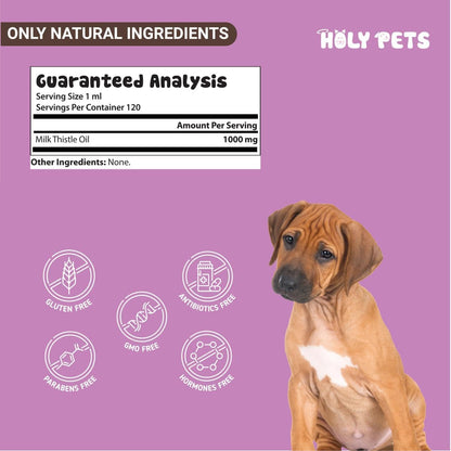 Milk Thistle for Dogs & Cats – 100% Pure Oil, Liver Support, No Additives, Fillers, or Preservatives – Natural Antioxidant – 4 oz Large Bottle for Extended Pet Support