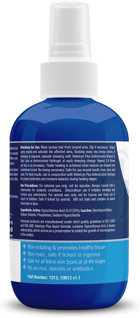 Vetericyn Plus Cat Wound Care Spray | Feline Healing Aid and Skin Repair for Wounds, Sores, and Abrasions, Provides Itch Relief for Cats Irritated Skin. 3 Ounces
