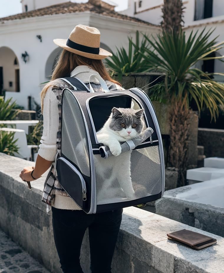 Pet Carrier Travel Cat Backpack Soft Dog Carrier for Small Dogs and Medium Cat, for Puppy Kitten Bunny up to 15lbs, Cat Carrying Backpack Collapsible (Black)