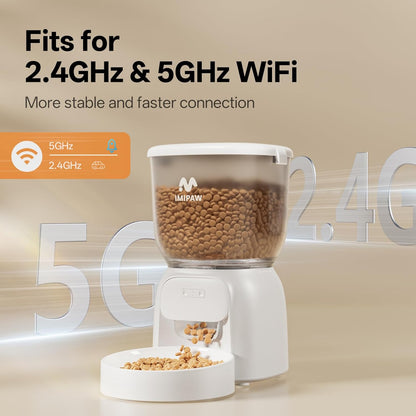 Automatic Cat Feeder WiFi: 5G Smart Auto Pet Feeder with App Remote Control- Timed Feeding Cat Food Dispenser with Airtight Lock-Fresh- Easy to Clean& Dual Power Supply 1-10 Meals per Day