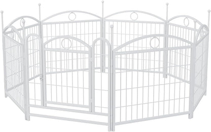 Dog Playpen Indoor 24 Inch 8 Panels Metal Dog Pen Pet Dog Fence Outdoor Exercise Pen with Doors White A Win-Win Solution Outdoor Ready