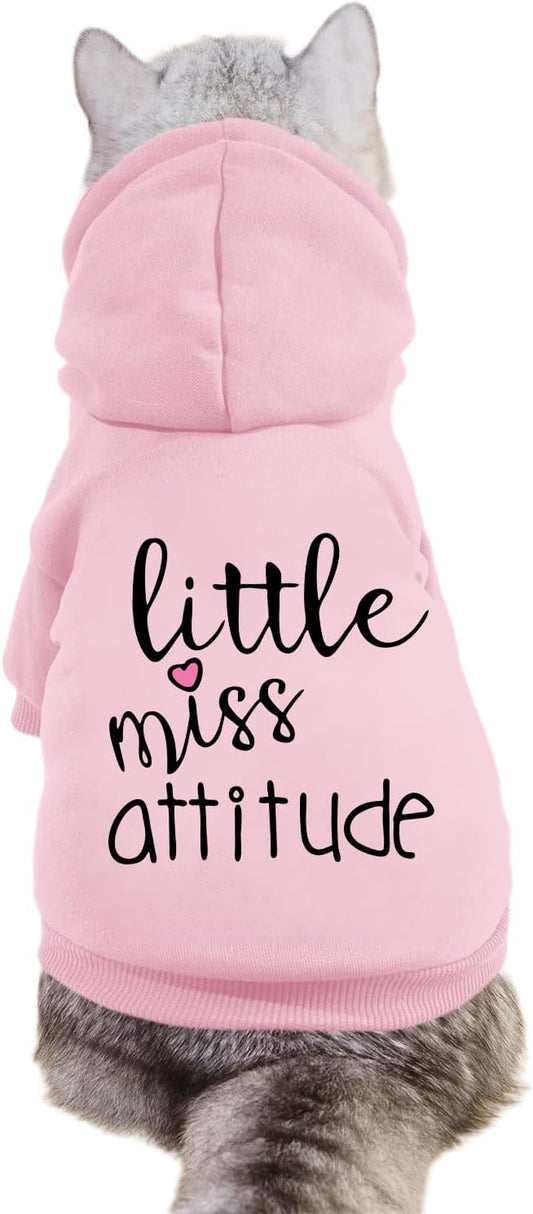 Cat Hoodies for Cats Puppy Pet Clothes Cat Apparel Little Miss Attitude Print Dog Hoodie for Small Medium Dogs Outfits for Kittens(Pink,M)