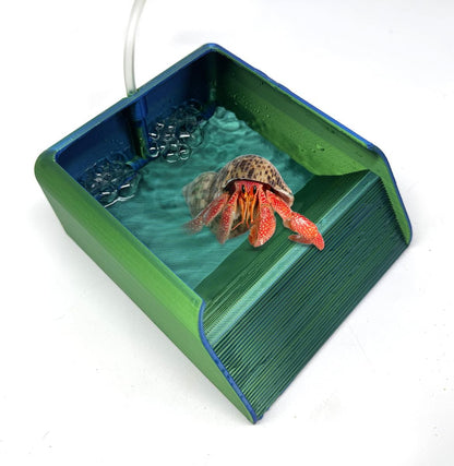 Hermit Crab Water Bowl with Climbing Ramp, Reptile Feeding Water Dish Tank Accessories, Suitable for Hermit Crab Bearded Dragon Lizard Tortoise Frog Gecko (Navy Blue)