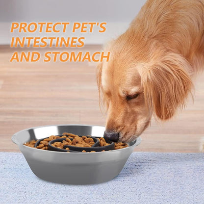 Slow Feeder Dog Bowls Insert, Animire Soft Silicone Slow Eating Dog Food Bowl for Small, Medium and Large Dogs, Compatible with Regular and Elevated Bowls