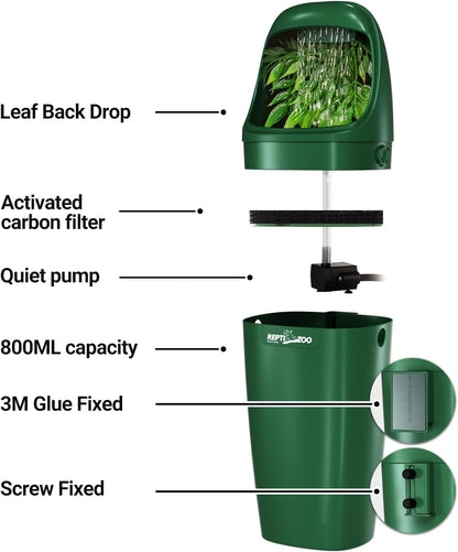 REPTIZOO Reptile Waterfall Automatic Reptile Drinking Fountain Water Dispenser, Chameleon Water Fountain Water Dripper for Bearded Dragon Iguana Frog Gecko