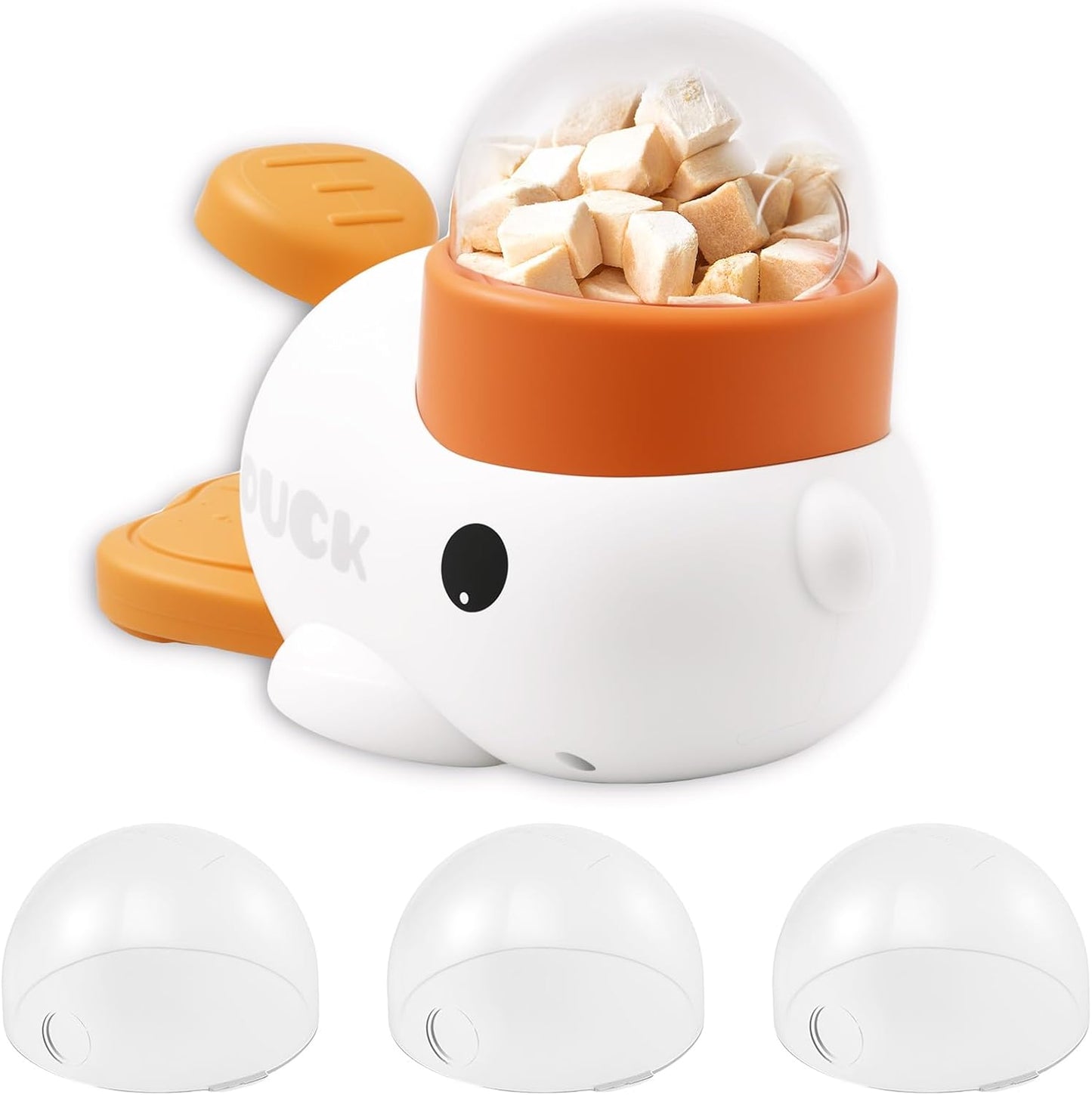 2-in-1 Dog Interactive Slow Feeder & Food Puzzle Toy, Automatic Dog Feeder Toy for Mental Stimulation & Healthy Eating, Stable Duck-Shaped Treat Dispenser for Healthy Eating & IQ Training