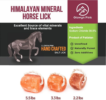 Himalayan Pink Salt Lick Pack of 3 (6lbs Each Block)- Mineral Salt Block on Rope 100% Organic Pink Salt Block for Horses Deer and Live Stock. Deer Attractant for Deer Hunting