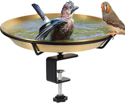 Bird Bath For Patio Railing - Bird Water Feeder - Metal Bird Bowl With Bird Waste Perfect Terrace Adjustable For Garden Fence Decor
